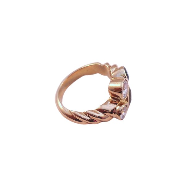 BAGUE EN OR 18K, SAPHIRS ET DIAMANTS.