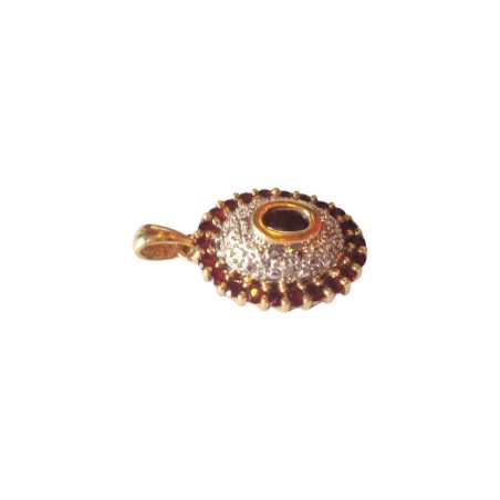 PENDENTIF OVALE GRENATS ET DIAMANTS EN OR 18K