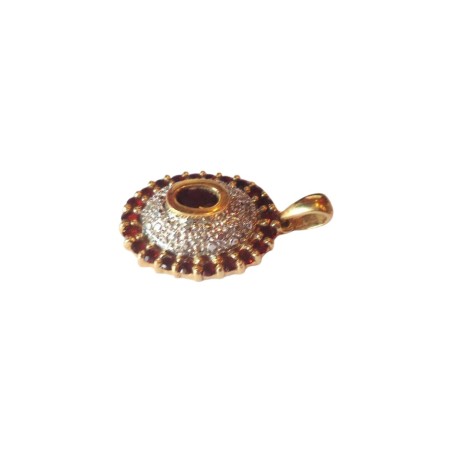 PENDENTIF OVALE GRENATS ET DIAMANTS EN OR 18K