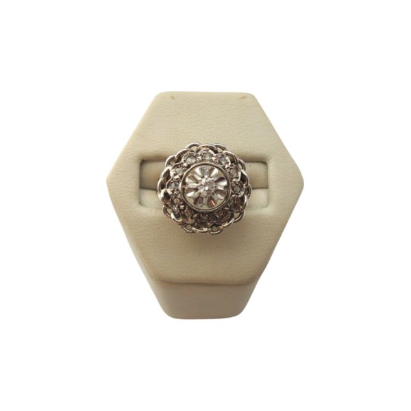 BAGUE RONDE ANCIENNE DIAMANTS EN OR 18K