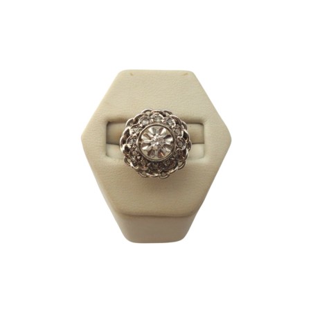 BAGUE RONDE ANCIENNE DIAMANTS EN OR 18K