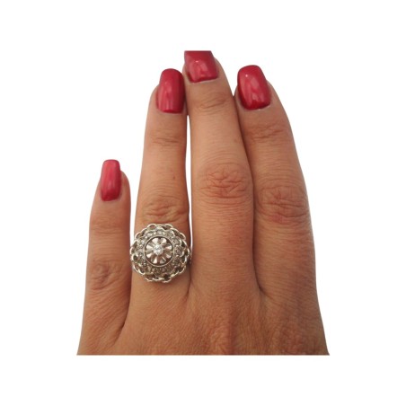 BAGUE RONDE ANCIENNE DIAMANTS EN OR 18K