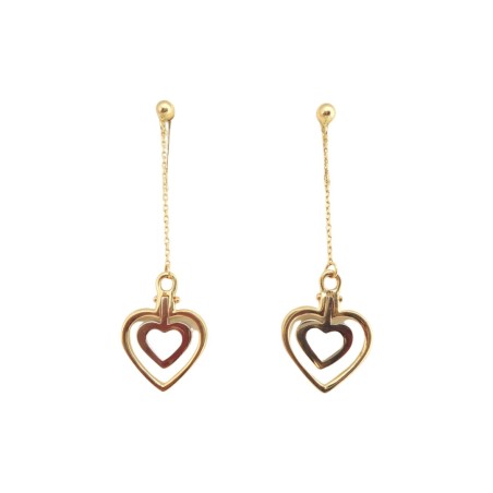 PAIRE PENDANTS D'OREILLE COEUR EN OR 18K