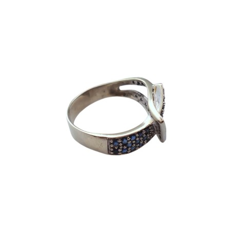 BAGUE EN OR 18K, SAPHIRS ET DIAMANTS.