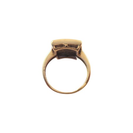 BAGUE CARRÉE EN OR 18K SAPHIRS ET DIAMANTS