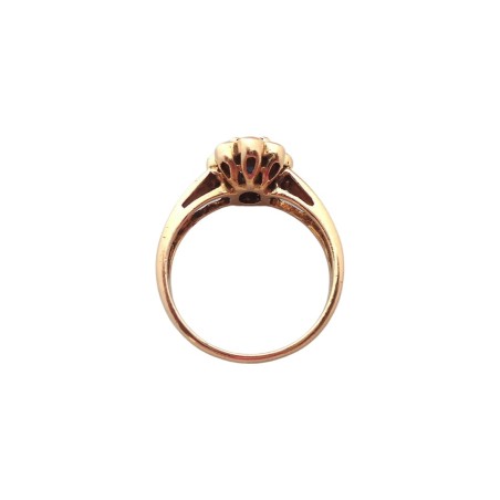 BAGUE FLEUR EN OR 18K, SAPHIR ET DIAMANT.