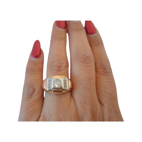 BAGUE CHEVALIERE DIAMANTS EN OR 18K