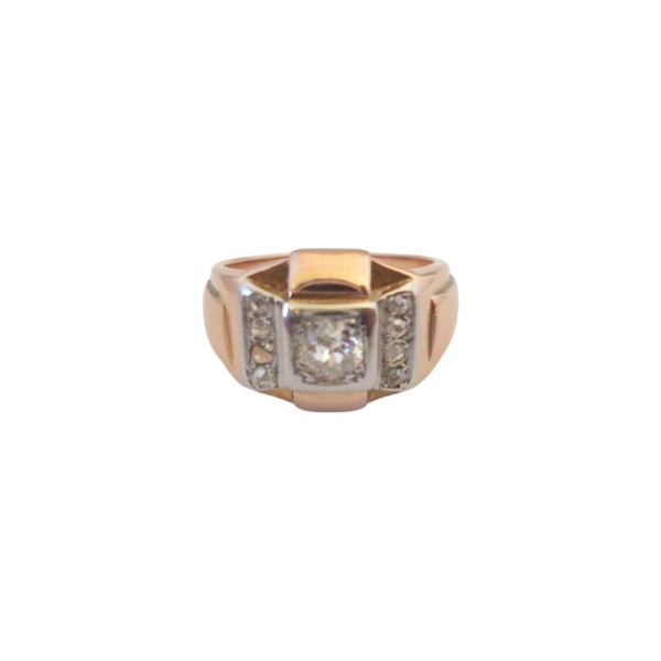 BAGUE CHEVALIERE DIAMANTS EN OR 18K