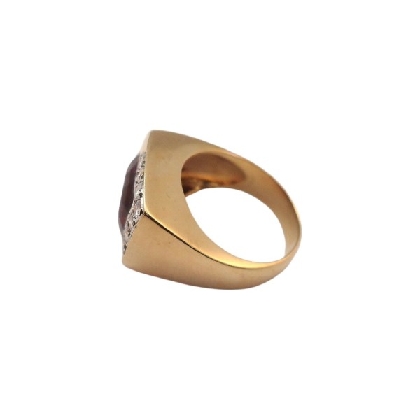 BAGUE EN OR 18K GRENAT ET DIAMANTS