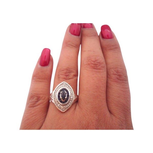 BAGUE SAPHIRS ET DIAMANTS EN OR 18K