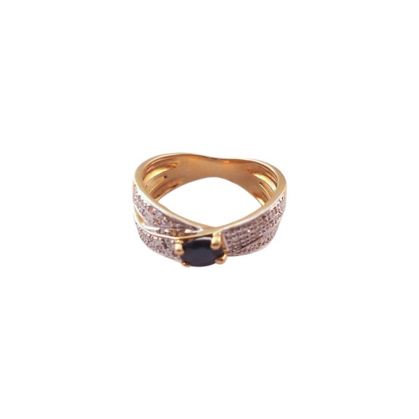 BAGUE EN OR 18K, SAPHIR ET DIAMANTS.