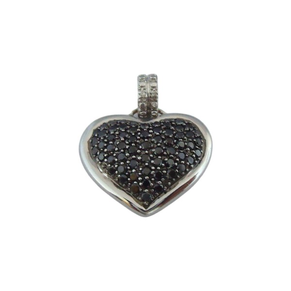pendentif cœur or 18 carats diamants noirs Bijoux AGR