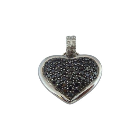 pendentif cœur or 18 carats diamants noirs Bijoux AGR