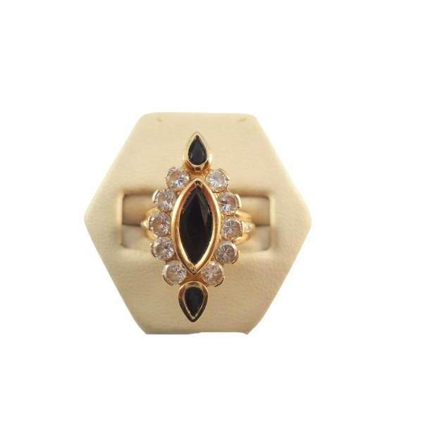 BAGUE MARQUISE SAPHIRS ET PIERRES BLANCHES EN OR 18K