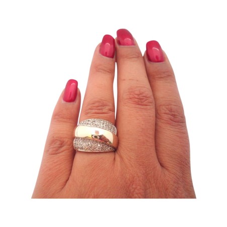 BAGUE JONC PLAT DIAMANTS EN OR 18K