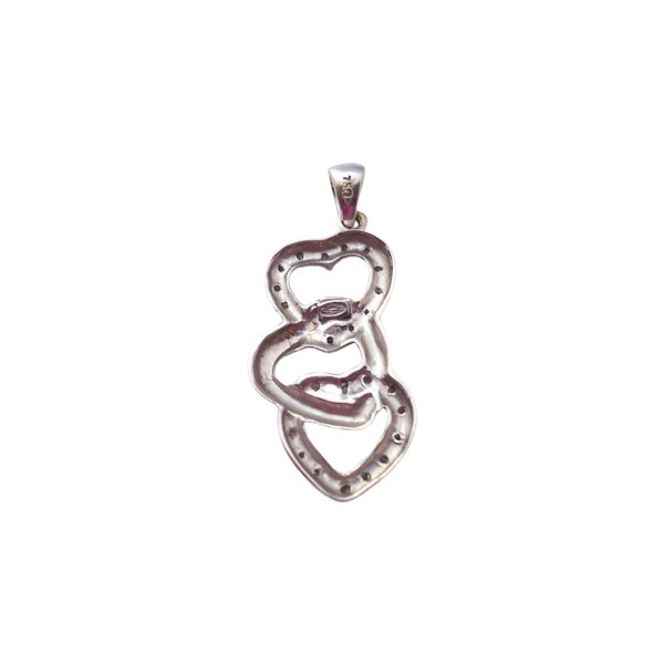 PENDENTIF COEUR EN OR 18K, DIAMANTS.