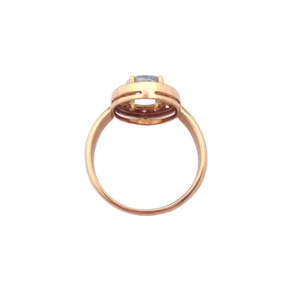 BAGUE RONDE AIGUE-MARINE ET DIAMANTS EN OR 18K