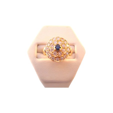 BAGUE EN OR 18K ORNEE SAPHIR ET DIAMANTS