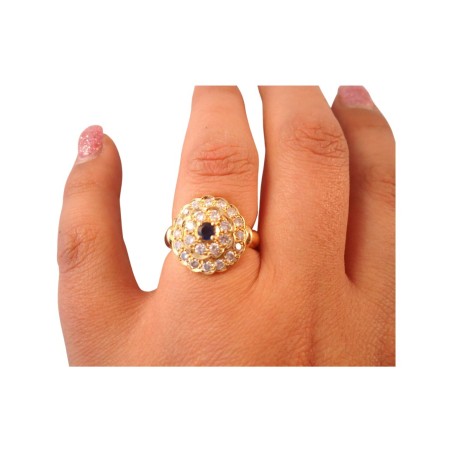 BAGUE EN OR 18K ORNEE SAPHIR ET DIAMANTS