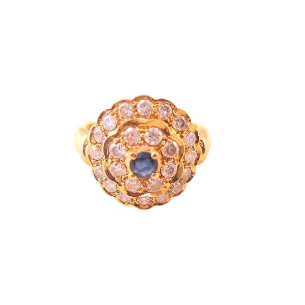 BAGUE EN OR 18K ORNEE SAPHIR ET DIAMANTS