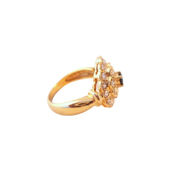 BAGUE EN OR 18K ORNEE SAPHIR ET DIAMANTS