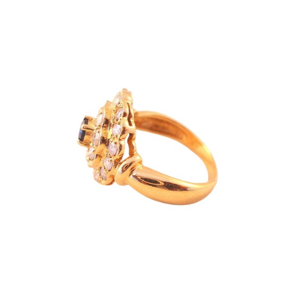 BAGUE EN OR 18K ORNEE SAPHIR ET DIAMANTS