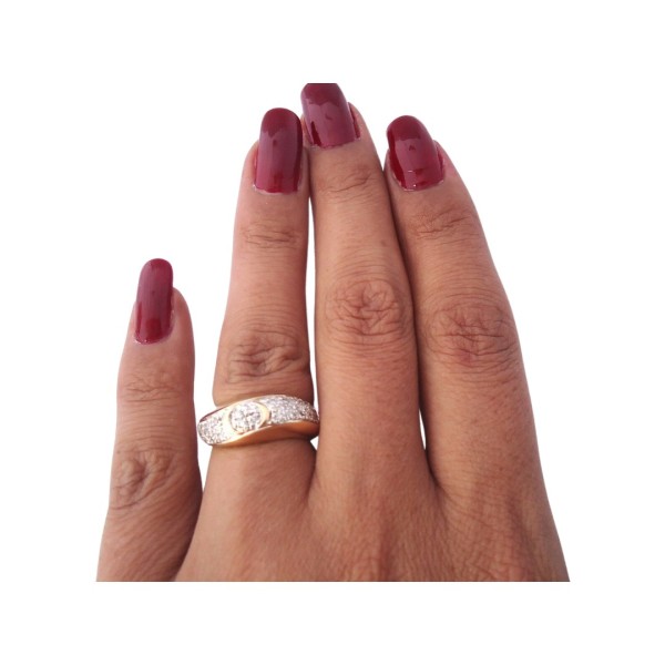 BAGUE JONC EN OR 18K, DIAMANTS.