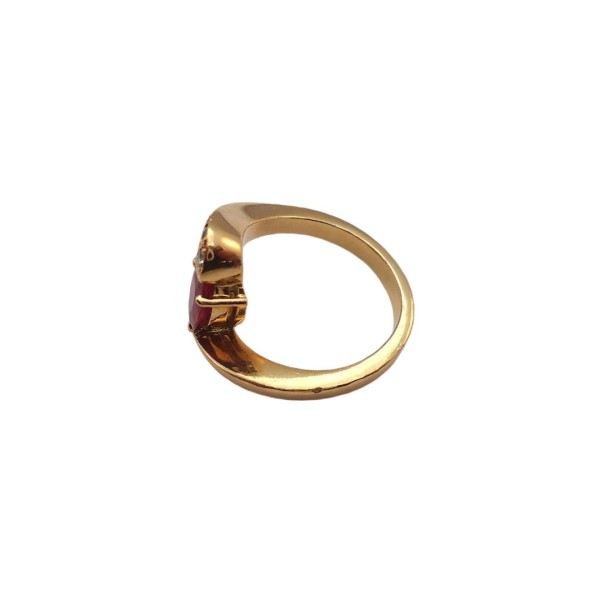 BAGUE EN OR 18K, RUBIS ET DIAMANTS.