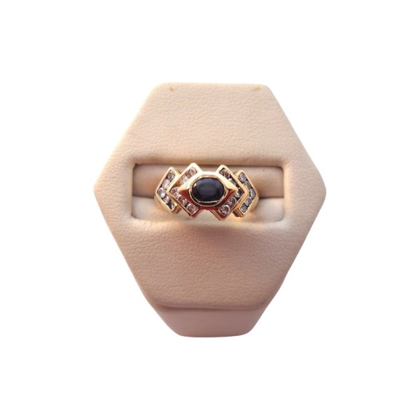 BAGUE EN OR 18K, SAPHIR ET DIAMANTS.