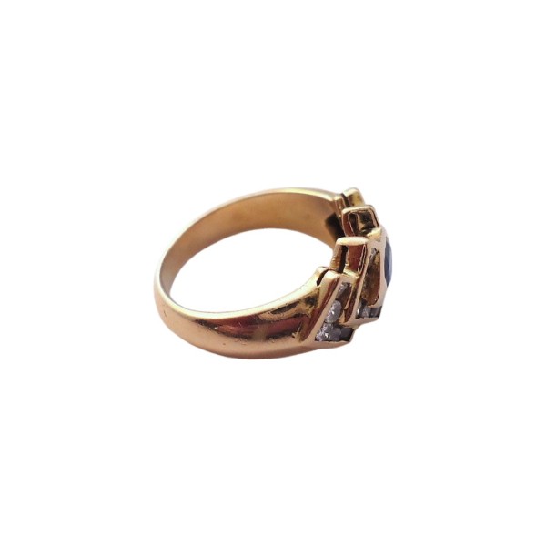 BAGUE EN OR 18K, SAPHIR ET DIAMANTS.