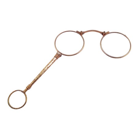 LUNETTES BINOCLE EN OR 18K AVEC ÉTUI EN CUIR