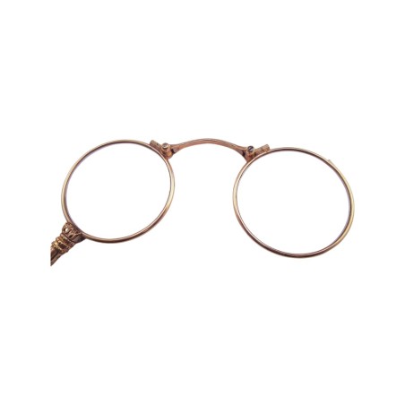 LUNETTES BINOCLE EN OR 18K AVEC ÉTUI EN CUIR