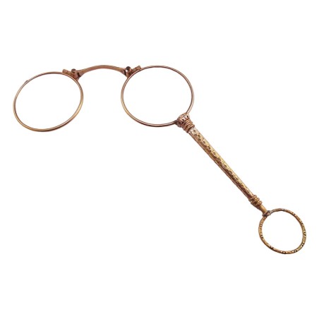 LUNETTES BINOCLE EN OR 18K AVEC ÉTUI EN CUIR