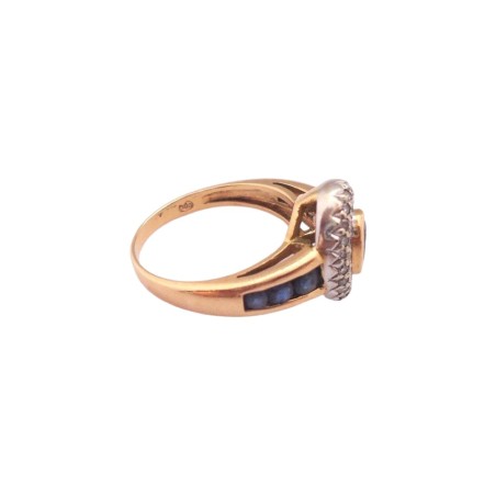 BAGUE OVALE SAPHIRS ET DIAMANTS EN OR 18K