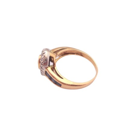 BAGUE OVALE SAPHIRS ET DIAMANTS EN OR 18K