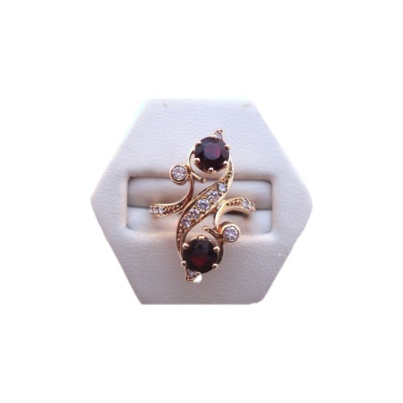 BAGUE EN OR 18K GRENATS ET DIAMANTS