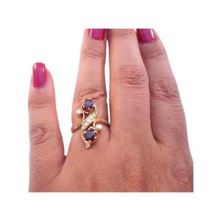 BAGUE EN OR 18K GRENATS ET DIAMANTS