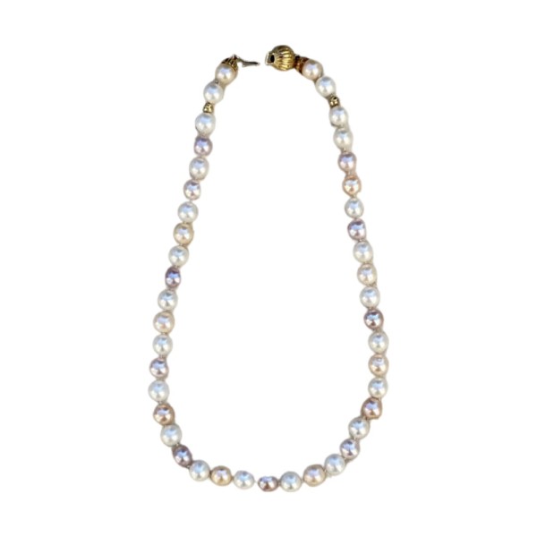 COLLIER DE PERLES DE CULTURE D'EAU DOUCE FERMOIR OR 18K