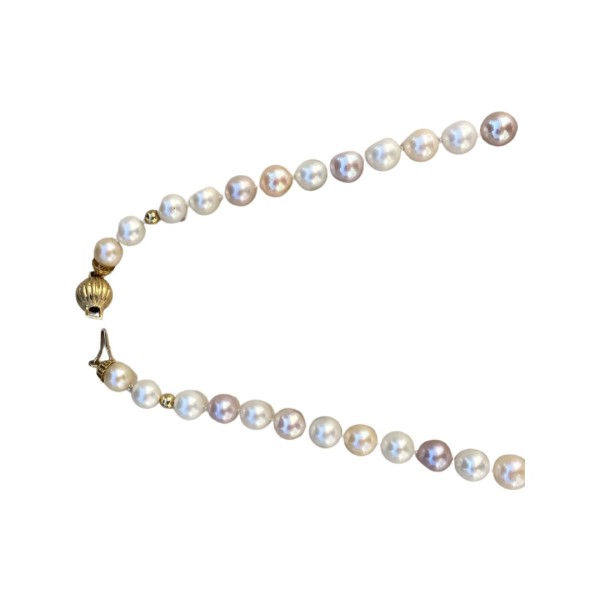 COLLIER DE PERLES DE CULTURE D'EAU DOUCE FERMOIR OR 18K