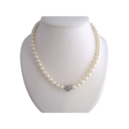 COLLIER DE PERLES DE CULTURE EN CHOKER FERMOIR OR 18K