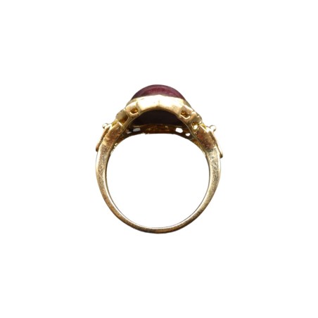 BAGUE CABOCHON DE RUBIS ET DIAMANTS EN OR 18K