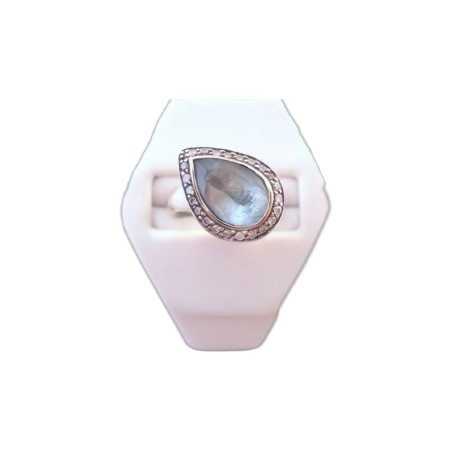 BAGUE EN OR 18K AIGUE MARINE ET DIAMANTS