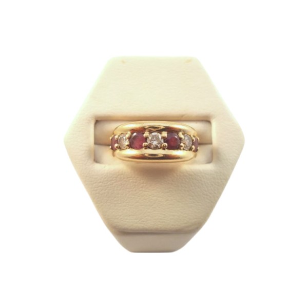 BAGUE JARRETIERE RUBIS DIAMANTS EN OR 18K