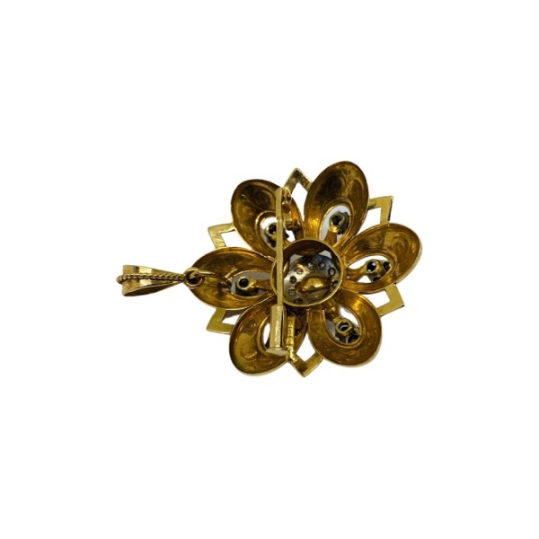 PENDENTIF BROCHE ANCIEN DIAMANTS EN OR 18K