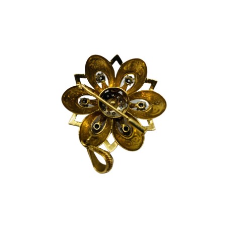 PENDENTIF BROCHE ANCIEN DIAMANTS EN OR 18K