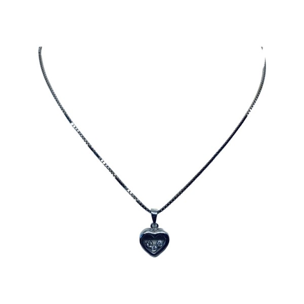 PENDENTIF COEUR DIAMANTS + CHAÎNE EN OR 18K