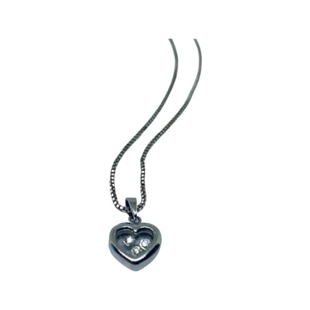 PENDENTIF COEUR DIAMANTS + CHAÎNE EN OR 18K