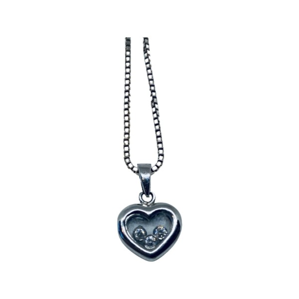 PENDENTIF COEUR DIAMANTS + CHAÎNE EN OR 18K