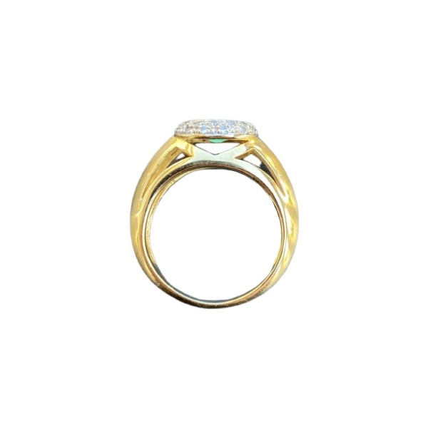 BAGUE JONC ÉMERAUDE ET DIAMANTS EN OR 18K