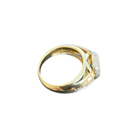 BAGUE JONC ÉMERAUDE ET DIAMANTS EN OR 18K